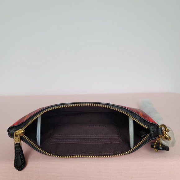 COACH Small Printed Plaid Coated Canvas Wristlet- Red Multi $75. ⭐ - Picture 12 of 16